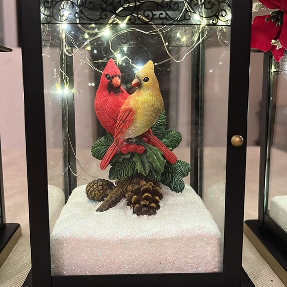 Beautiful decorative light up lantern with birds in snow. AAA batteries. New - Picture 4 of 4